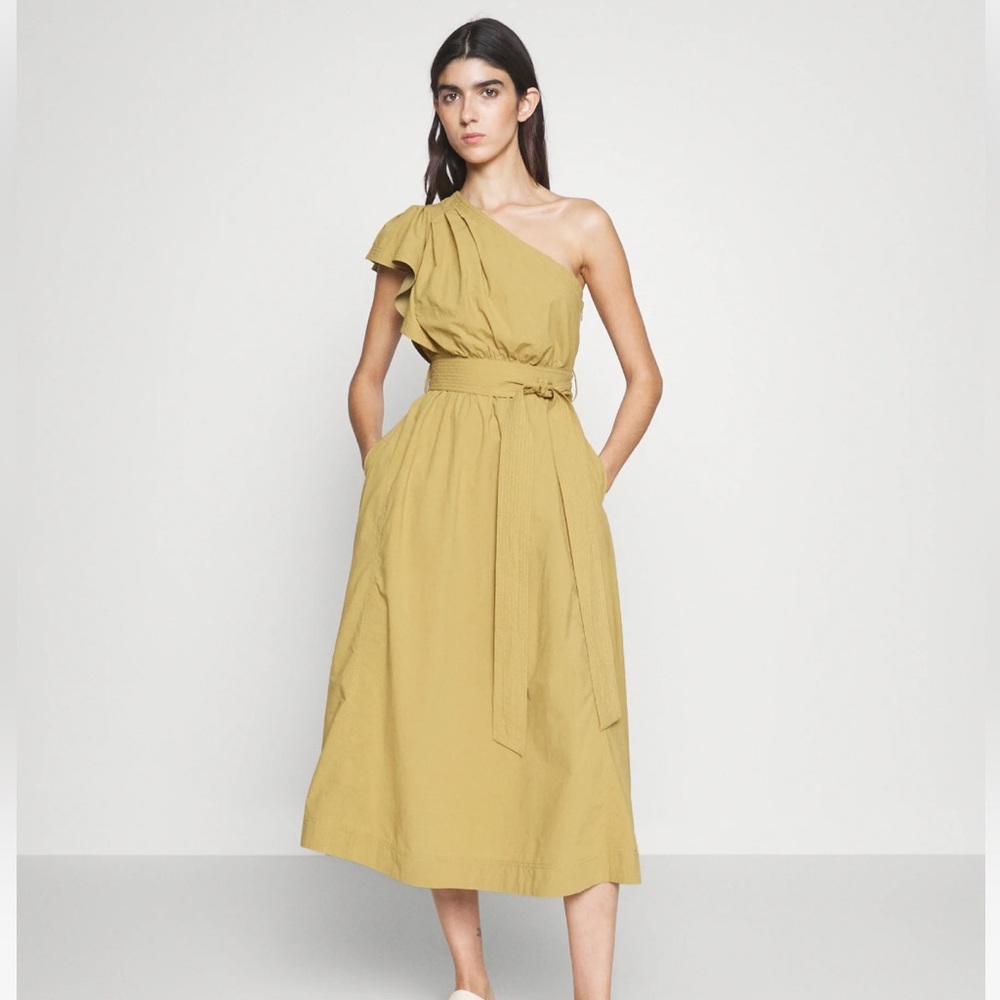 Madewell one shoulder ruffle midi dress